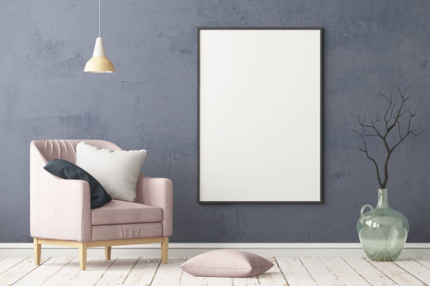 istock Interior in lag style with an armchair. Scandinavian style. 3D rendering 967373762