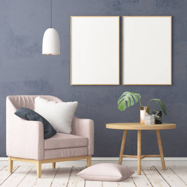 istock Interior in lag style with an armchair. Scandinavian style. 3D rendering 967373870