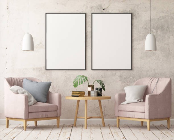 istock Interior in lag style with an armchair. Scandinavian style. 3D rendering 967373878