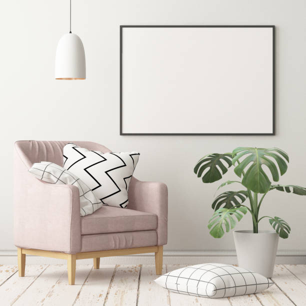 istock Interior in lag style with an armchair. Scandinavian style. 3D rendering 967373892