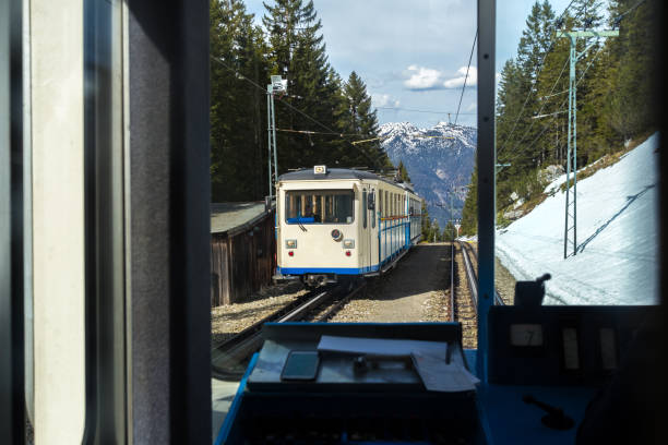 bavarian rack railway zugspitze germany - rack railway imagens e fotografias de stock