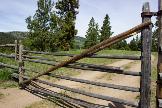 istock Wooden Farm Gate Shut 967438848