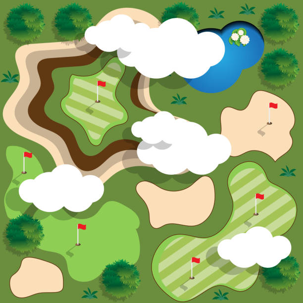 Golf course. View from above. Vector illustration. par stock illustrations