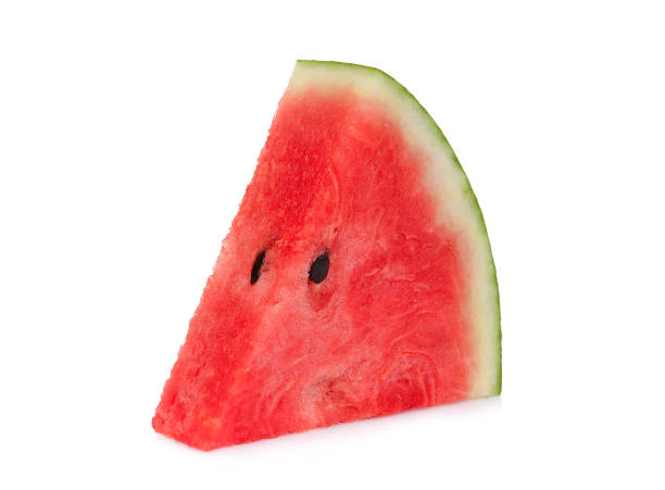 istock sinlge sliced fresh watermelon isolated on white background 967491608