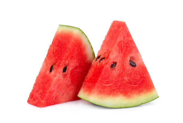 istock two sliced fresh watermelon isolated on white background 967494900