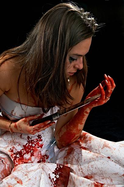 woman in blood stock photo