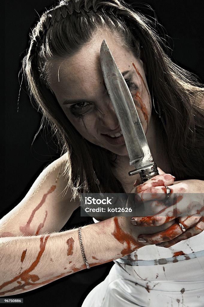 여자, 나이프 - 로열티 프리 부엌 칼 스톡 사진