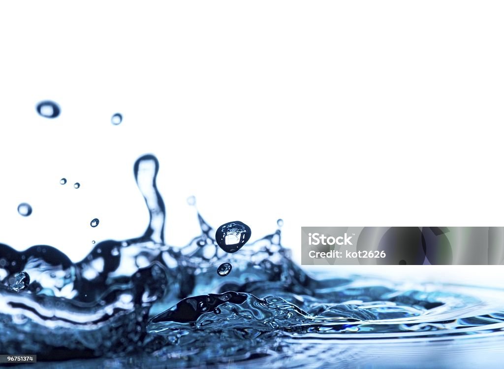 Closeup of water droplets and ripples on a white backdrop water isolated on white background Abstract Stock Photo