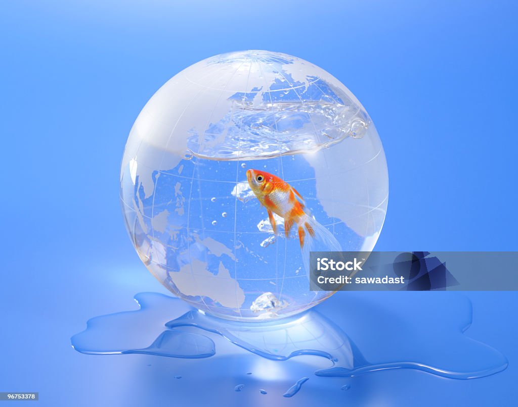 Peixe dourado em Globo - Royalty-free Azul Foto de stock