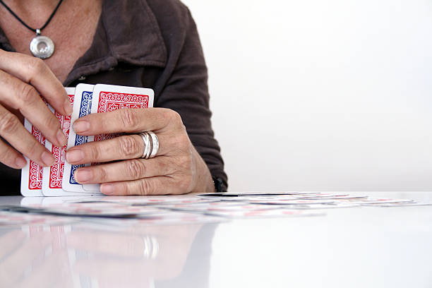 Top view of a table and playing card game