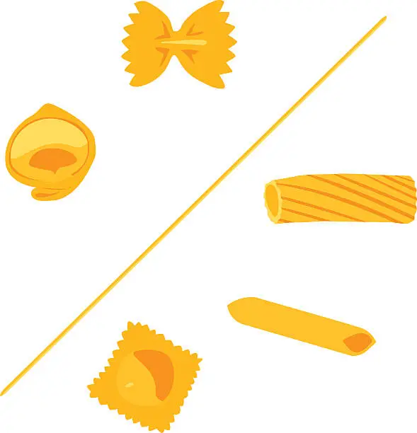 Vector illustration of Variety of Vector shapes of pasta