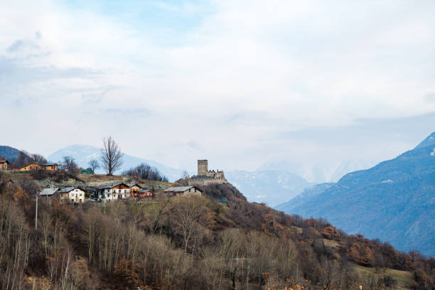 istock Cly castle in Aosta Valley and Mountain range, Saint-Denis, Valle d'Aosta, Italy 967548652