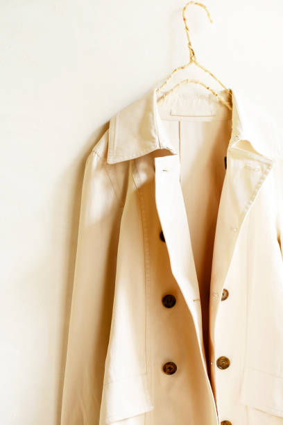 istock Beige or greige elegant trench coat isolated over white 967552758