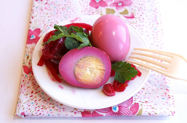 Eggs pickled with red beet  pickled stock pictures, royalty-free photos & images
