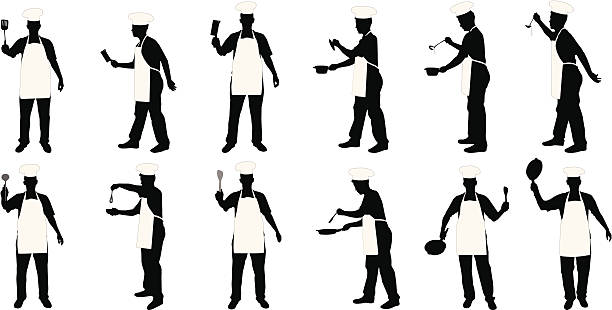 Kitchen chief silhouettes  chef silhouettes stock illustrations