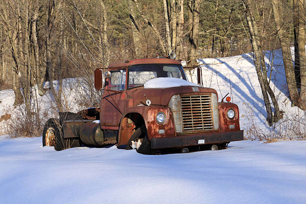 istock Antique Grungy Truck In Snow 96758376