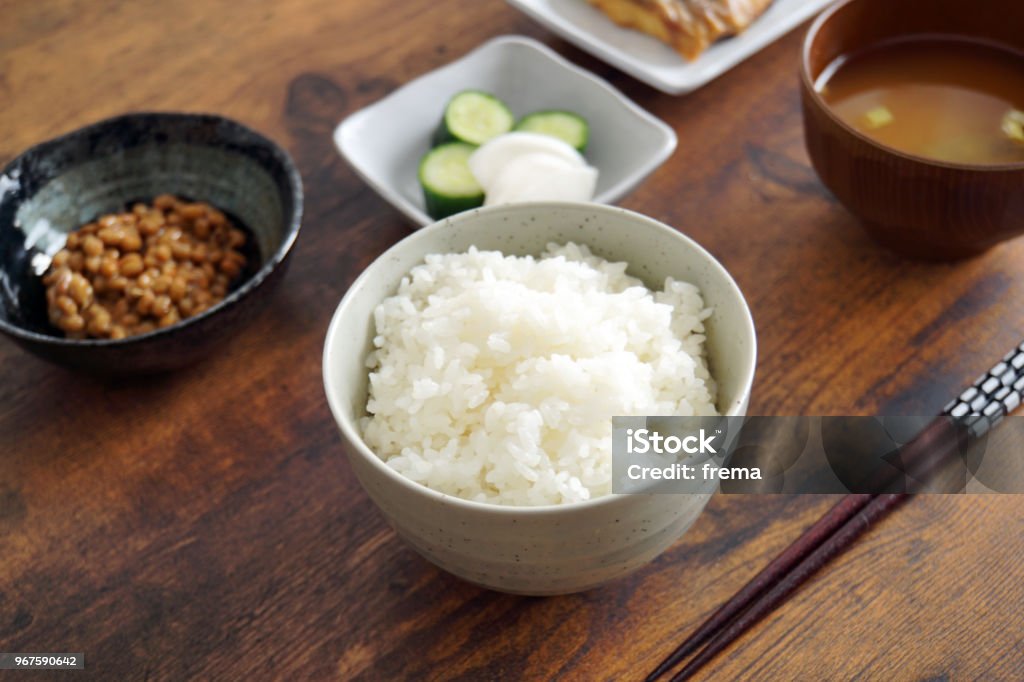 Algemene Japans eten thuis. - Royalty-free Washoku Stockfoto