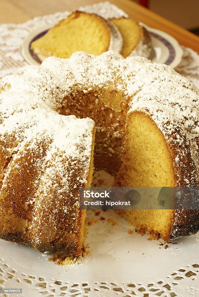 Cake Traditional cake baked in tube pan Baked Stock Photo