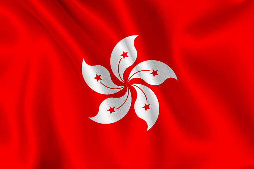 Flag of Hong Kong waving background