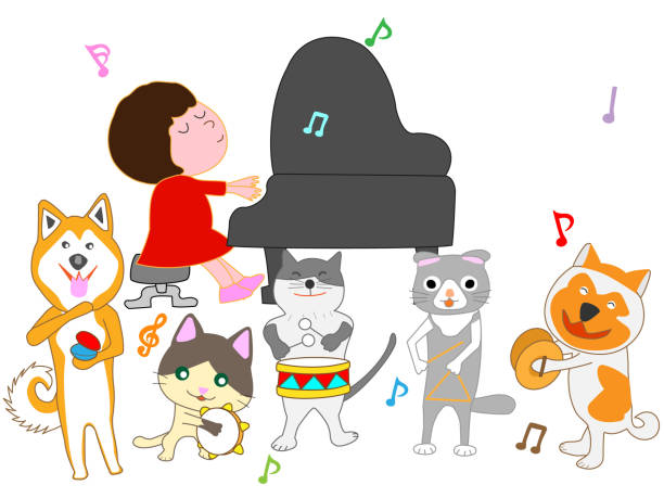 ilustrações, clipart, desenhos animados e ícones de animal de estimação de música - bugle music musical instrument musical note