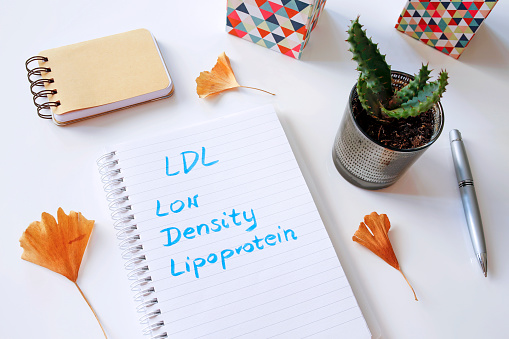 LDL Low-density lipoprotein written in notebook on white table