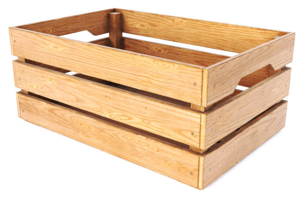 istock wooden box isolated on white background. 967673304