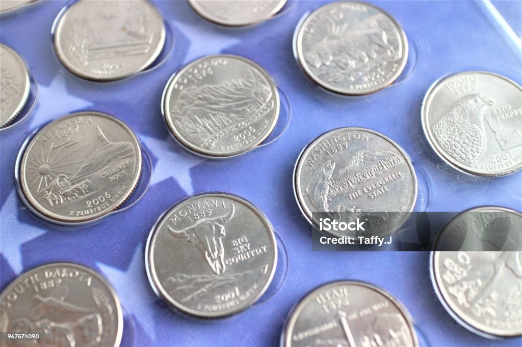 State Quarters Blue Stock Photo