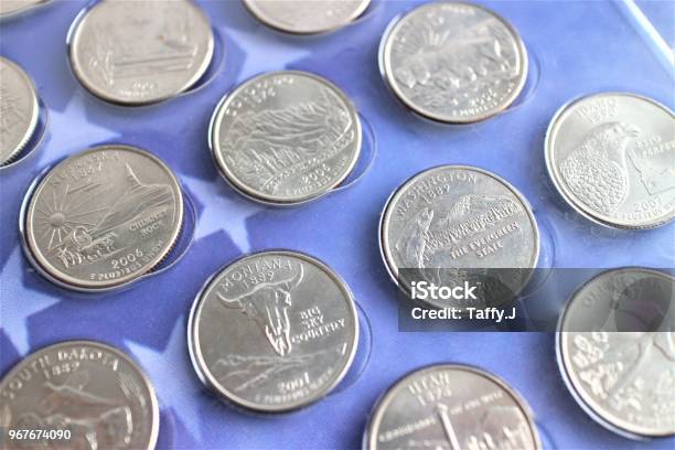 State Quarters Stock Photo - Download Image Now - Blue, Coin, Collection