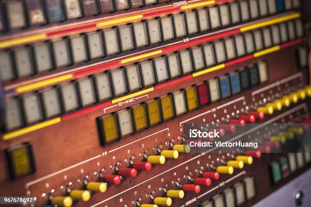 Industrial Control Panel With Various Buttons And Toggle Switches Stock Photo - Download Image Now