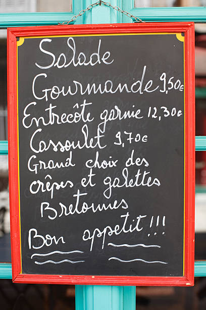istock french restaurant menu sign handwritten on chalkboard 96768304