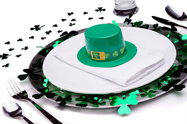 A St. Patrick's Day dinner themed table stock photo