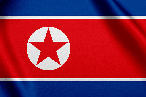 Flag of North Korea waving background
