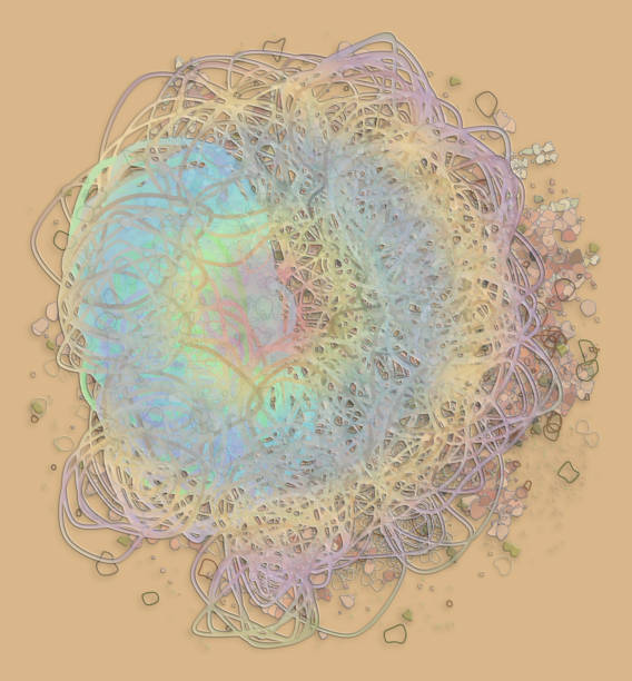 istock Color abstract pattern, generative blended messy shapes, art background. Canvas, details, template & cover. 967695820