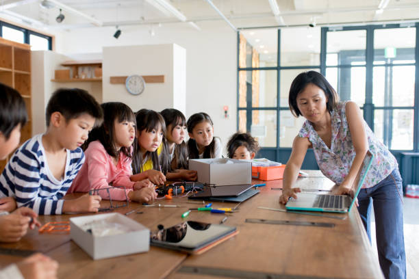 istock Teacher explaining a project to a group of young students 967701430