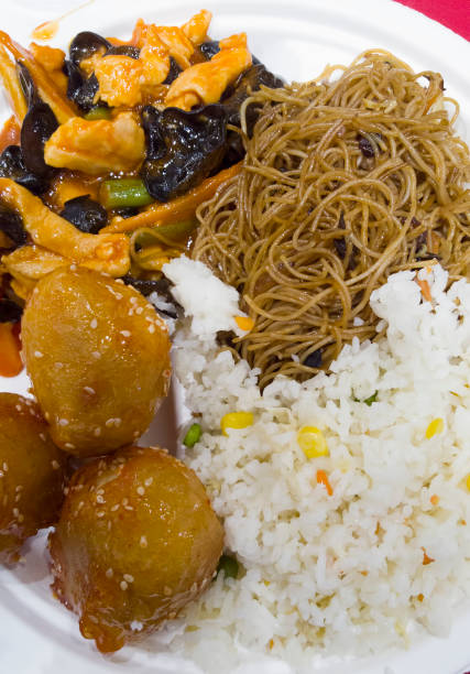 istock Chineese food, Chicken with sesame, rice 967715820