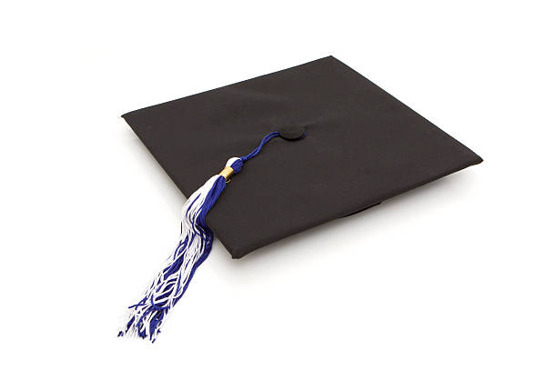 istock Graduation cap with blue and white tassel 96772534