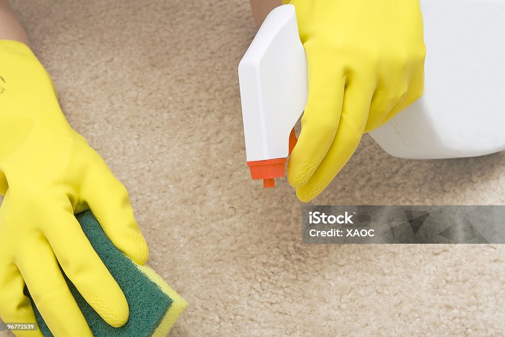 cleaning stain on a carpet  Carpet - Decor Stock Photo