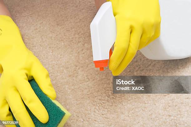 Cleaning Stain On A Carpet Stock Photo - Download Image Now - Carpet - Decor, Bath Sponge, Cleaning