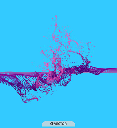 Water Splash Imitation. Array with Dynamic Emitted Particles. Abstract Background. Vector Illustration.