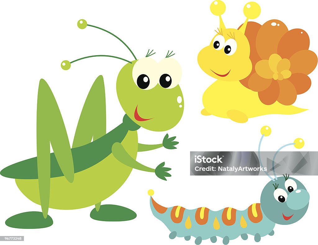 Grasshopper, snail and caterpillar  Animal stock vector