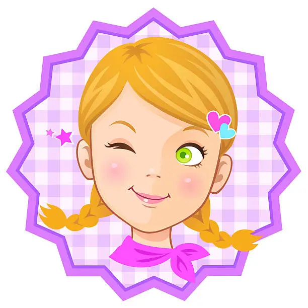 Vector illustration of little girl_winking