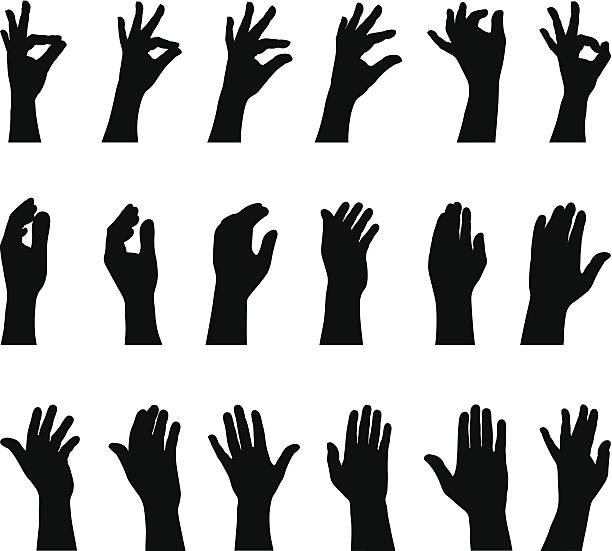 ręce - hand sign index finger human finger human thumb stock illustrations