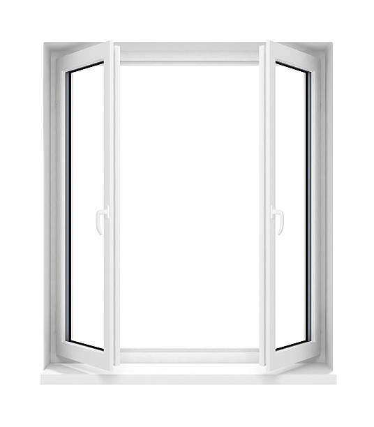 istock Isolated photo of open window in white poly frame 96773446