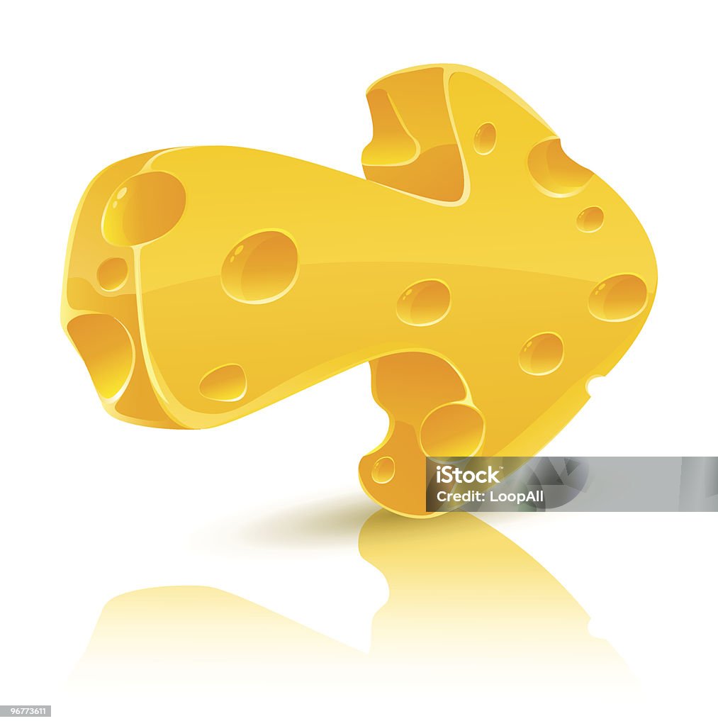 Freccia di formaggio giallo - arte vettoriale royalty-free di Alimentazione non salutare