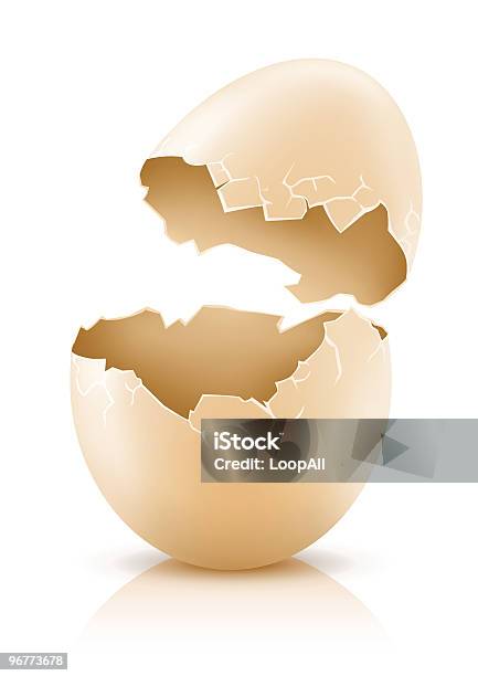 Cracked Hens Egg Stock Illustration - Download Image Now - Animal Egg, Breaking, Broken