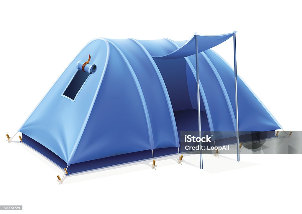 Bleu tente touristique pour le voyage et le camping - clipart vectoriel de Blanc libre de droits