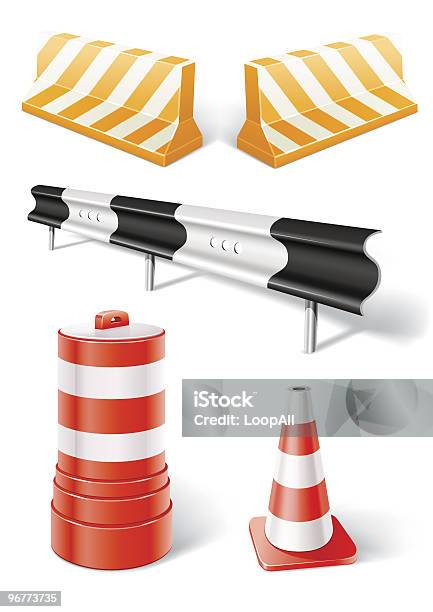 Objetos De Trabalho Para A Reparação Da Estrada Ou Construção - Arte vetorial de stock e mais imagens de Amarelo