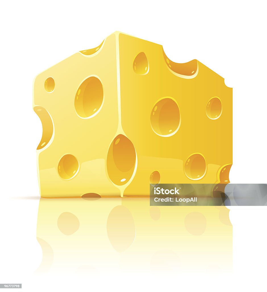 Piezas de amarillo porosas alimentos con orificios de queso - arte vectorial de Agujero libre de derechos