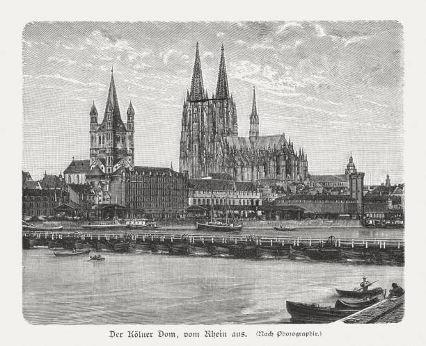 istock Cathedral and Great St. Martin, Cologne, Germany, woodcut, published 1897 967744382