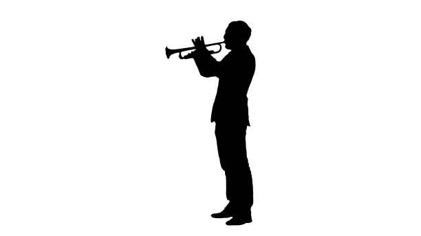 istock Silhouette Man standing and trumpet melody 967744556